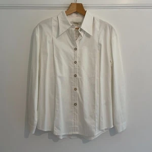 SIMPLE RETRO WHITE ELYSE BLOUSE SHIRT WITH GOLD BUTTONS | SIZE S | BNWT - Picture 1 of 7