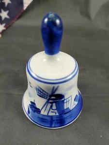 VINTAGE HOLLAND DELFTS SOUVENIR HAND PAINTED BELL WINDMILL 3 in TALL PORCELAIN - Picture 1 of 3