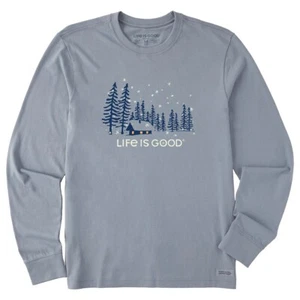 Life is Good. Men's Snowy Evening LS Crusher-LITE Tee, Stone Blue - Picture 1 of 2