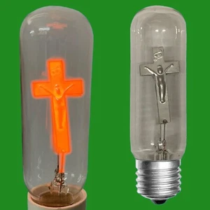 4x 3W Neon Cross Jesus on Crucifix Christian Light Bulb ES E27 Decorative Lamp - Picture 1 of 4