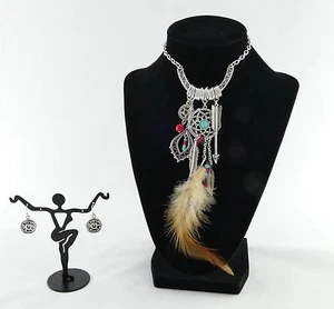 Necklace Earrings Set Handcrafted American Indian Design Dream Catcher Turquoise - Picture 1 of 3