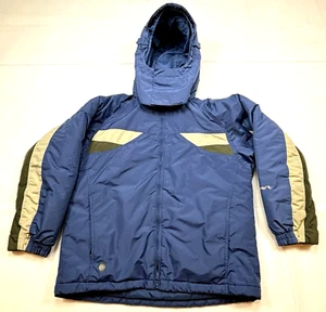 Columbia Hooded Lined Insulated Convert Youth L Coat Blue Outdoor Ski Hike Walk - Picture 1 of 18