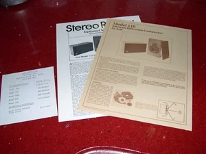 ALTAVOZ DIFRACCIÓN MÍNIMA AVID CORPORATION MODELO 110 FOLLETO Y RESEÑA - Imagen 1 de 1