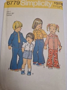 Jeans Pants Shirt Western Girls Boys 1T 12M Simplicity 6779 Sewing Pattern UC - Picture 1 of 6