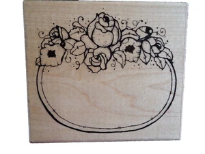 Rose Label R 104 DOTS rubber stamp stamping crafts gifts roses flowers leaves - Picture 1 of 2