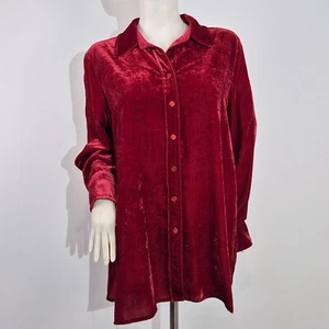 John Mark Women's Shirt Size XL Red Velvet Long Sleeve Button Front Tunic (44) - Picture 1 of 13