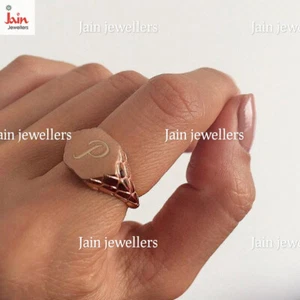 18 Kt, 22 Kt Real Solid Rose Gold Initial Letter "P" Ring Size 7 8 9 10 11 12 13 - Picture 1 of 5