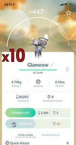Pokemon TRADE - 10x Glameow Trade !! Good Chance of Lucky and Good IVs !! - Picture 1 of 1