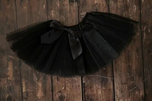 Black Tutu with Black Satin Bow Baby Toddler Tutu 12 inches long Fits 1-8 years - Picture 1 of 1