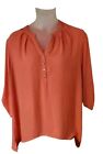 Cato Peasant V Neck Blouse Top Blouse Size 18W/20W Womens Orange 3/4 Sleeve