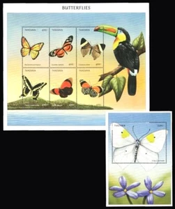 Tanzania 1999 MNH MS+SS, mariposas insectos - Imagen 1 de 1