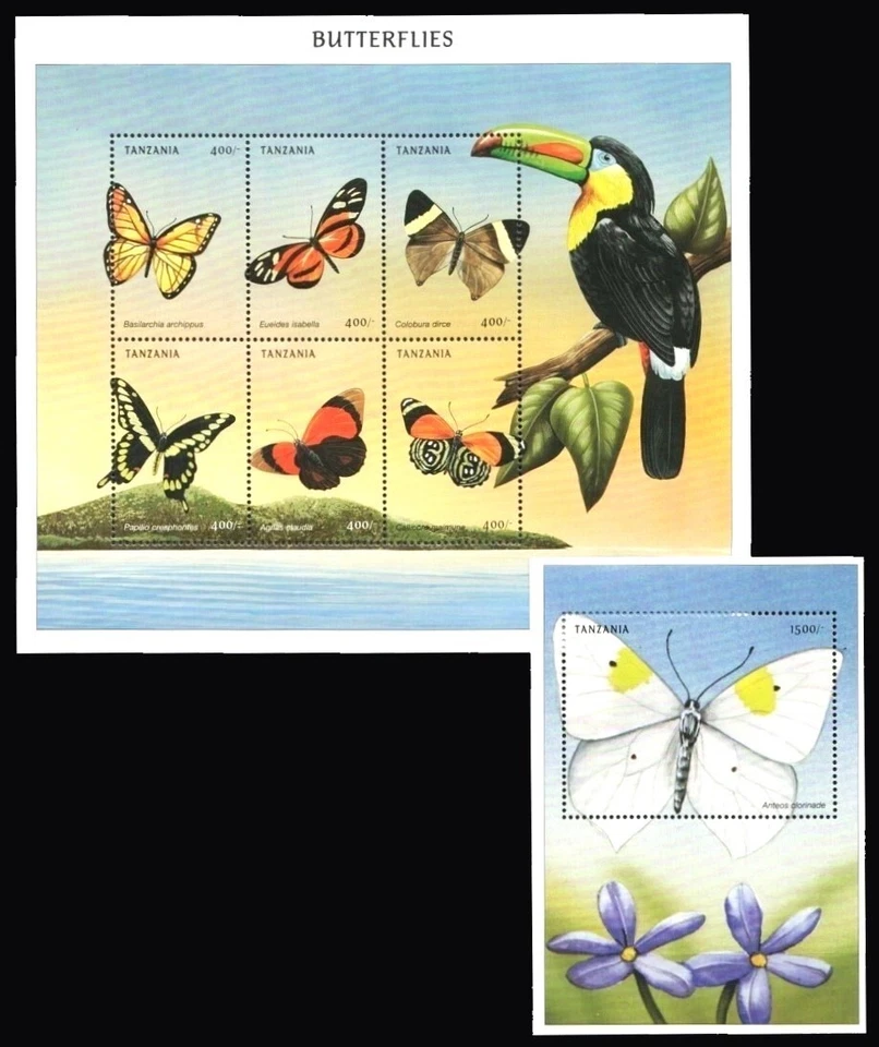 Tanzania 1999 MNH MS+SS, Butterflies Insects - Image 1 of 1