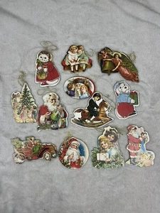 Italienisches Stanzpapier Viktorianischer Weihnachtsmann Christbaumschmuck Box Set 12 - Bild 1 von 9