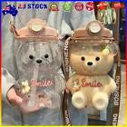 1400Ml Cute Bear Water Bottle Straw Sports Cup For Boys Girls Daily Use (Coffee)