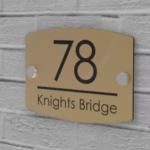 More details for house number plaques door sign street name wall plate - gold silver bronze