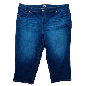 Terra & Sky Jeans Women’s Size 24 Wide Blue Cropped Regular Cotton - Picture 1 of 8