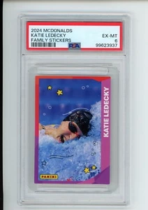 2024 Panini Mcdonald's Katie Ledecky Family Stickers PSA 6 Pop 1 NONE HIGH USA - Foto 1 di 2