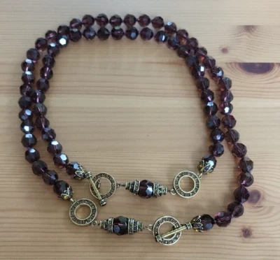 Heidi Daus Granate/Borgoña Cuentas Multicolor Cristal Palanca Collar Set/2 Nuevo en Caja Foto 1 de 4