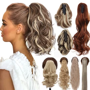 US Long Jaw Claw On Ponytail Hair Piece Clip In Thick Pony Tail Hair Extensions - Picture 1 of 90