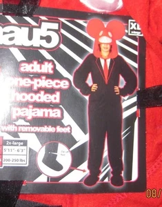XL oder 2XL Deadmau5 DEAD MOUSE Fleece Pyjama mit Kapuze und Füßen Kostüm Erwachsene PJ - Bild 1 von 3