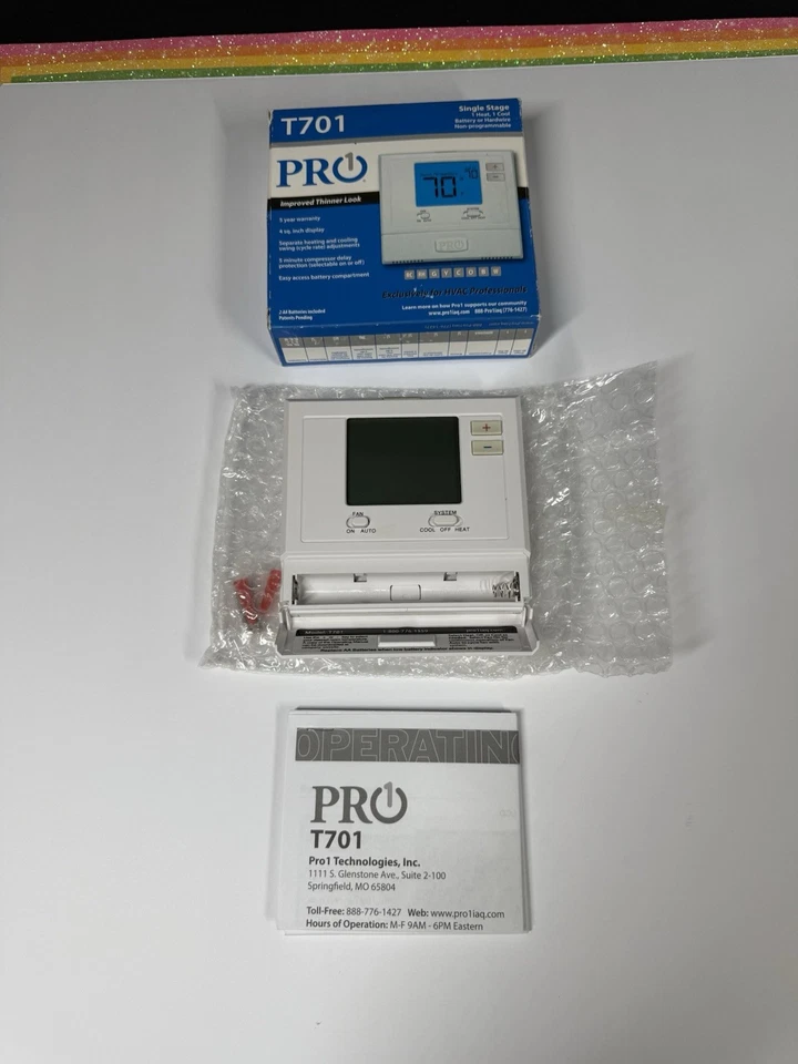 PRO1 IAQ T721 Digital Non-Programmable Thermostat 2 Heat - 1 Cool Heat Pump - Image 1 of 1