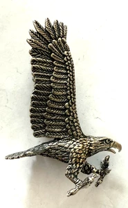 Large STERLING Flying EAGLE Pendant - Picture 1 of 2