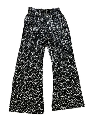 Pantalones Joan Vass New York Pull On Pierna Ancha M Nuevos Negros Blancos Tiro Alto Elastizados Foto 1 de 4