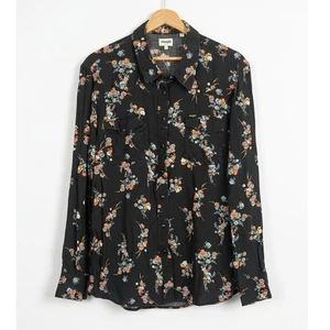 Wrangler Women L Western Cottagecore Whimsigoth Floral Cowgirl Snap Button Shirt - Picture 1 of 11