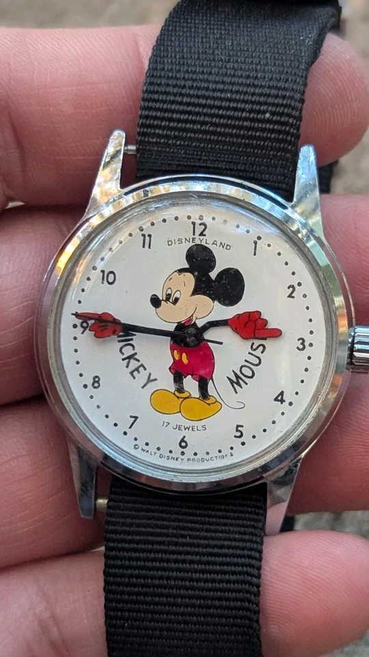 Винтажные мужские часы DISNEYLAND MICKEY MOUSE стандартное время работают - Изображение 1 из 4
