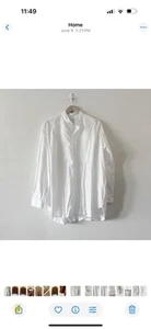 Frank & Eileen Victoria Italian Tuxedo Shirt L Oversized Solid White NEW - Picture 1 of 9