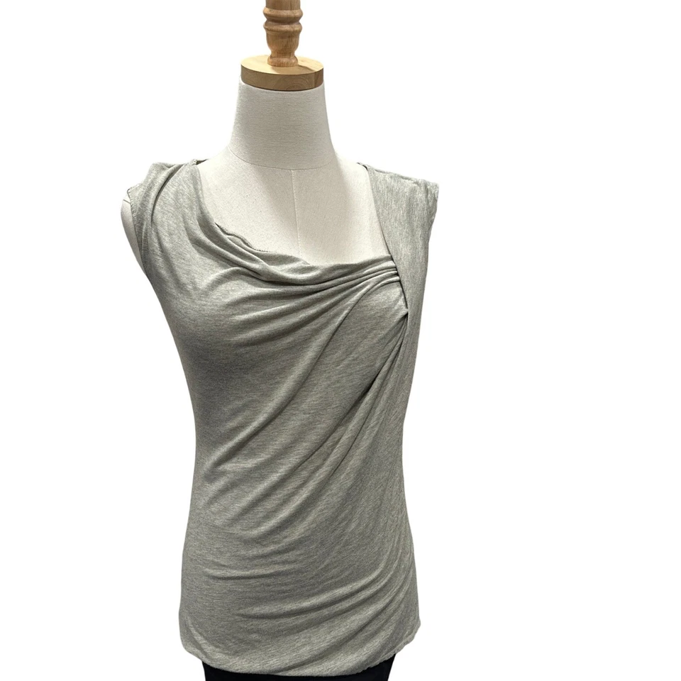 MAX STUDIO Gray Drape Neck Sleeveless Tunic Top Women's Size S - Image 1 of 4