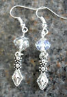 Earrings, Tibetan silver + glass - choice of 4 colours