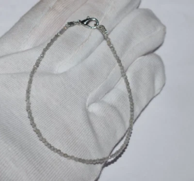Natural Labradorite Gemstone 925 Sterling Silver 5/10" Bracelets 2mm Round Beads - Image 1 of 4