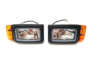 2x Scheinwerfer mit Blinker 12V für Radlader Baumaschinen Schlepper Bagger JCB - Bild 1 von 12
