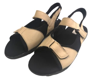 Dr Keller Walking Sandals Size 9 Beige Copmfort Hook & loop rubber sole Used - Picture 1 of 8