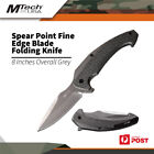 Mtech Spear Point Fine Edge 8" Blade Folding Knife Grey Aluminum Handle Mt-1063
