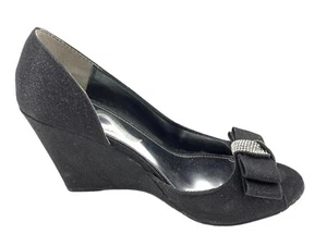 Womens Nina Black Sparkle Crystal Wedge Shoes Heels Black Special Size 8 1206 - Picture 1 of 10