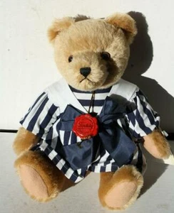 Hermann Original Teddy Bear Girl Striped Dress Bow Tie Great Growler Germany --- - Picture 1 of 1