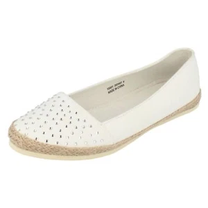 Mujer 15901 Blanco Sintético Diamante sin Cordones Zapatos De Spot on Venta - Imagen 1 de 8