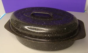 TOSTADOR de colección pequeño negro esmalte moteado granito 13" - Imagen 1 de 11