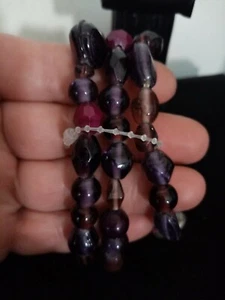 PURPLE GLASS Bracelet SET OF THREE - Picture 1 of 5