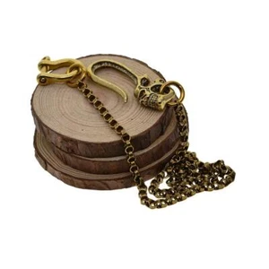 Brass Metal Biker Trucker Wallet Chain Jeans Link Keychain Rings 18.5 Inch - Picture 1 of 11