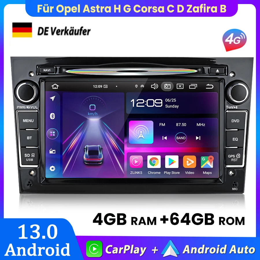 DAB+ 4+64GB DVD Android13 Autoradio GPS BT Für Opel Astra H G Corsa C D Zafira B - Bild 1 von 4