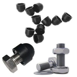 10Pcs M6 Bolt Nut Dome Domed Protection Cap Covers Hexagon Plastic Black - Picture 1 of 2