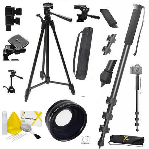 72" TRIPOD + 72" MONOPOD + WIDE ANGLE LENS FOR NIKON D3000 D3100 D3200 D3300 - Image 1 of 4