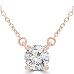 Solitär Collier 0,6 ct rund VS1 G Diamant 14 K Rotgold - Bild 1 von 2