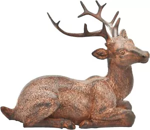 Sitting Deer Figurine Laying Elk Reindeer Statue Resin Home Decor Indoor... - Picture 1 of 6