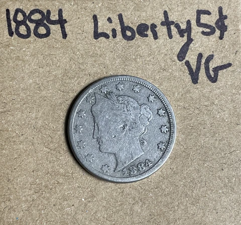1884 5c Liberty "V" Nickel VG Very Good Cover