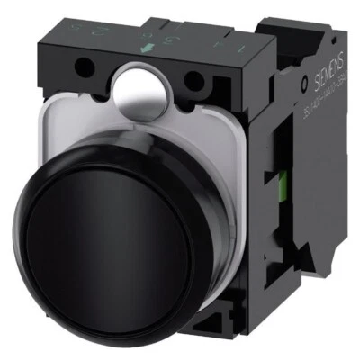 Siemens 22mm Black Momentary Pushbutton w/ x1 N.O. Contact 3SU1100-0AB10-3BA0 - Image 1 of 4