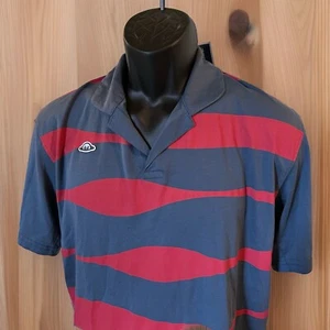 New Radmor Shirt Mens Large Golf Polo Crosby Reverb Blue Red Striped Pima - Picture 1 of 10